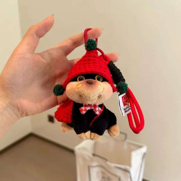Cute Puffy Face Puppy Plush Doll Pendant Ins New Hat Bee Repair Dog Toy Bag Decoration Keychain
