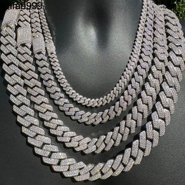 Custom Prong Moissanite Miami in 925 Silver Pass Diamond Test Vvs Moissanite Cuban Link Chain