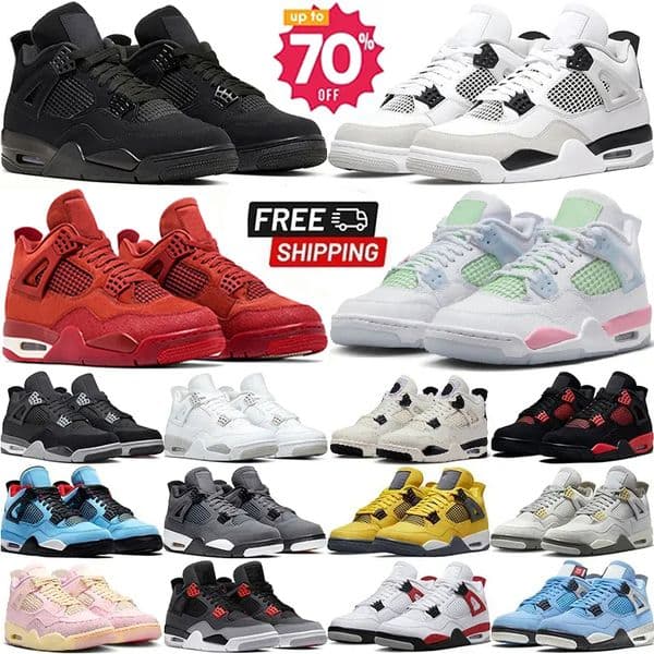 Designer 4s Basketball shoes Men Women 4 Black Cat Military Sail Yellow Thunder White Fire Red Cool Grey University Blue Pure sports sneakers Eur 36-47
