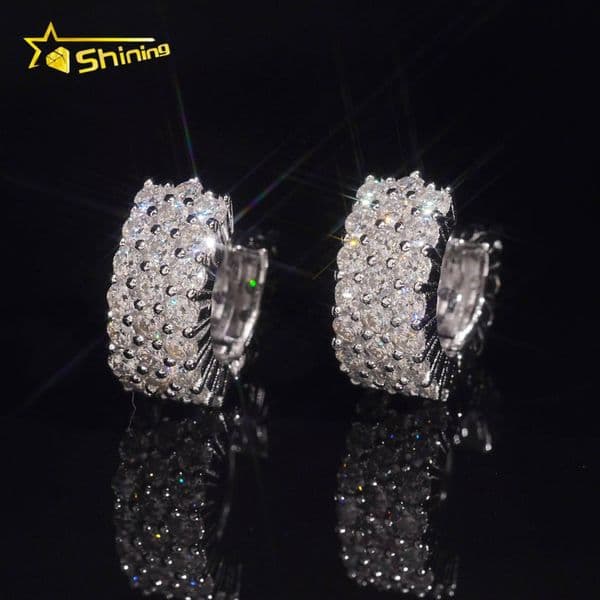 Wholesale Price Hoop Earrings Men Iced Out High Quality Hip Hop 925 Sterling Silver Moissanite Earings