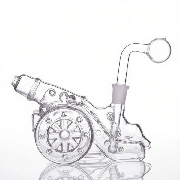 Creative Travel cannon shape water Tobacco bong Newest Clear Glass oil burner pipes for smoking With 14mm male downstem banger bowl