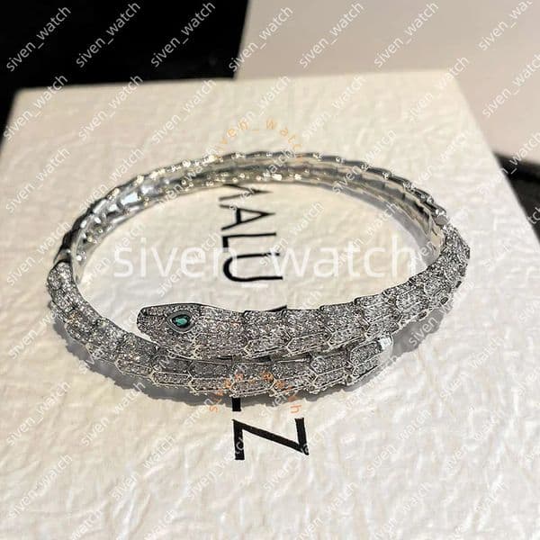 Designer Snake-Patterned Bracelet Snake-Inspired bvgalri Vintage Green-Eyed Snake bvalgari Bracelet Trendy Punk Jewelry Niche Jewelry for Women d4c