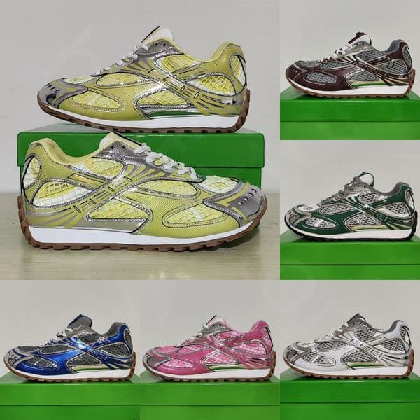 Designer shoes women round toe lace up mesh sneakers men silver runners fashion tech fabric breathable trainers versatile outdoor casual sports daily outfit eu 36-44