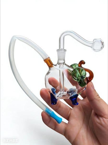 Wholesale Travel colorful Mini cute 3D elephant water bong pipe Portabe glass oil burner pipes for smoking with silicone hose straw and 10mm male banger bowl