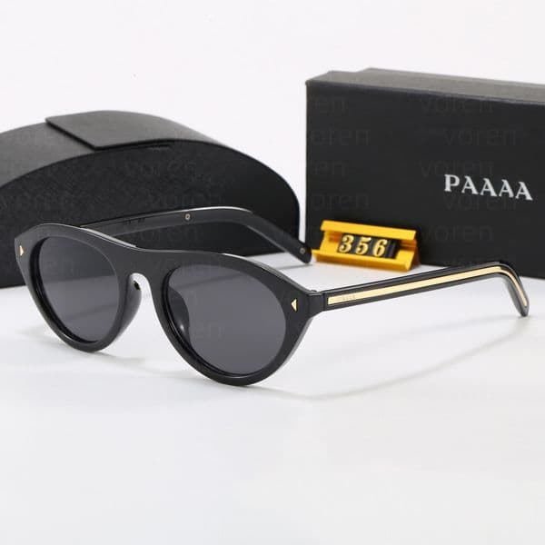 Women Vintage Oval Black Sunglasses Luxury Gold Striped Cat Eye Shades High End Designer Brand Sun Glasses UV400 Protection