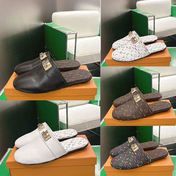 Madame Mule Plate Fermee Haven Mesdames La Moitie Remorquage 1AK21W Designer Defile Fond Plat Chaussures Lefo Classique Mode Cuir Veritable Nombre De Verges 35 41