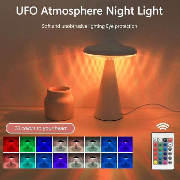 UFO Small USB Plug In Rgb16 Color Mushroom Table Bedroom Decoration Gift Atmosphere Lamp