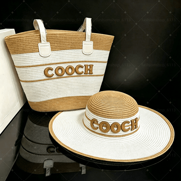 colorful beach hat with bag a set designer bucket hat summer hat top hat with bag two pieces weave hats designers women designer hat for women prevent sun holiday hats