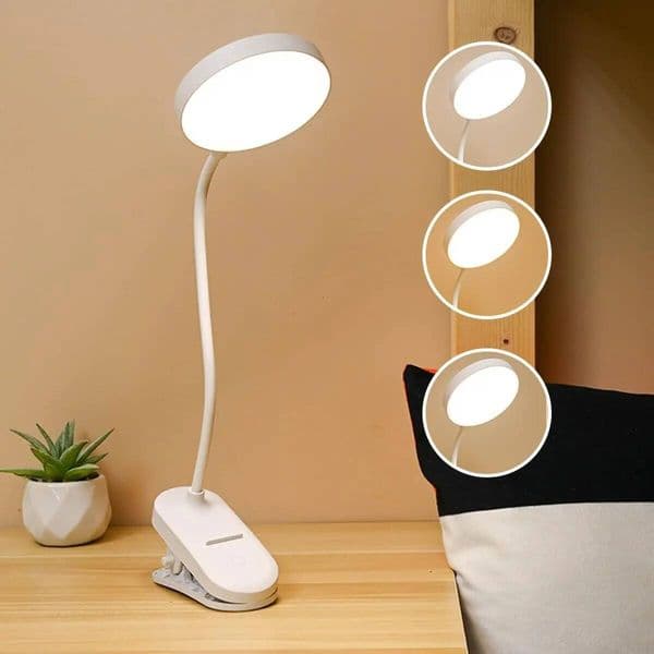 Led3 Modes Touch USB Dimming Clip Student Dormitory Learning Studytable Light Bedside Flexo Lamps,Rechargeable Desk Lamp