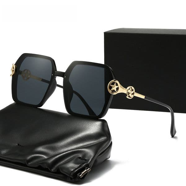 Designer Sunglasses Luxury Women's New Summer Sunscreen And UV Protection Driving Polarized Outdoor Glasses Square Large Frame Metal Legs