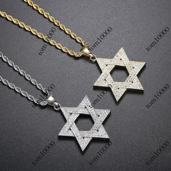 MHS SUN Luxury of David Necklaces for Women Men Fashion Hollow Hexagonal Star Pendant Chain Necklace Judaica Jewish Jewelry