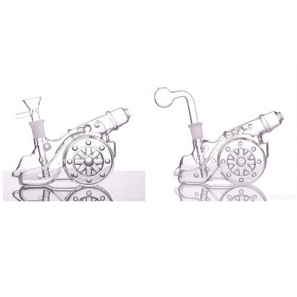 Creative Travel cannon shape water Tobacco bong Newest Clear Glass oil burner pipes for smoking With 14mm downstem banger bowl