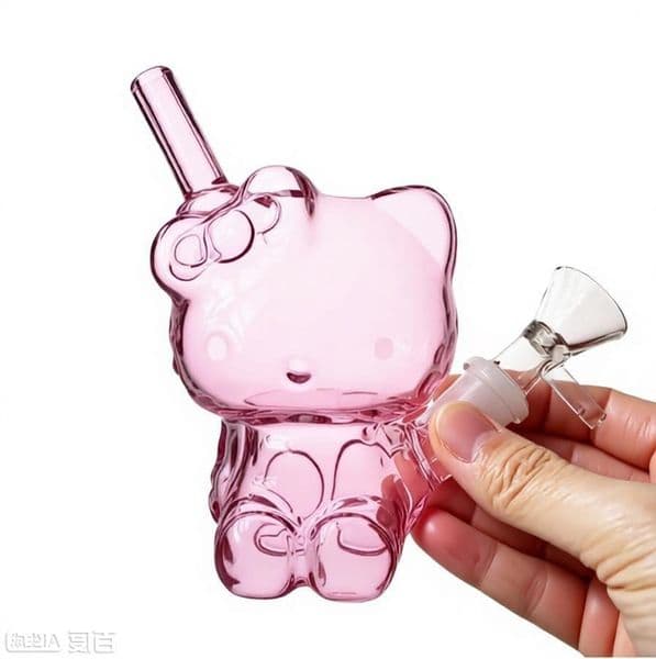 Wholesale Mini Travel Pink Glass tobacco bong Cute Small Bubble water Bong pipes hookah with downstem 14mm male smoking bowl