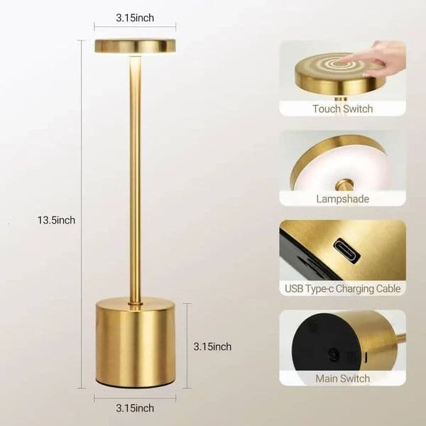 Classic Table USB Rechargeable Night Light Stepless Dimming Touch Desk 3 Colors Bedside Lamp Hotel Bar Decoration