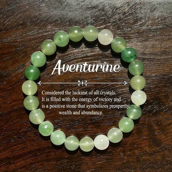 High quality 1pc/Natural Green Aventurine Beaded Bracelet for Men Women Positive Stone Symbolizing Prosperity, Wealth and Abundance Per