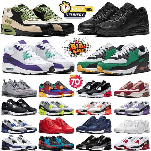 Classic 2026 Designer 90s Running shoes For Men Women Triple Black white Mesh Leather Trainer Breathable Cushion Surface Sneakers Sports Eur 36-45