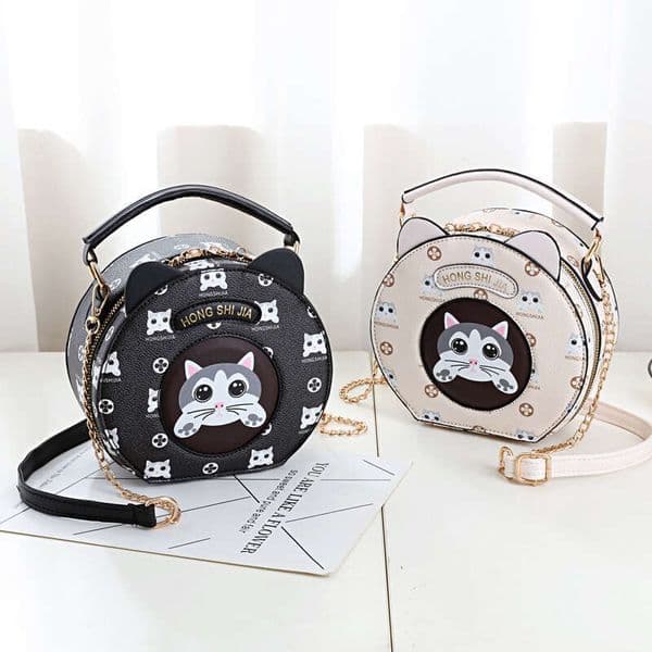 Designer Bag Manufacturer Women's Cute Cat Round 2025 New Fashionable Cartoon Single Shoulder Crossbody Small Bag Dropshipping
