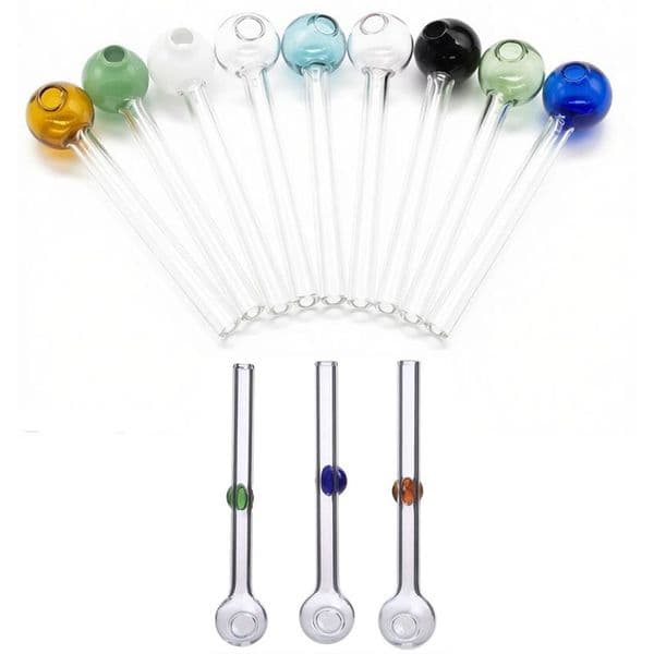 Wholesale colorful lollipop design glass hand tube pipe 10CM Mni glass oil burner pipes for smoking with colorful balance dot