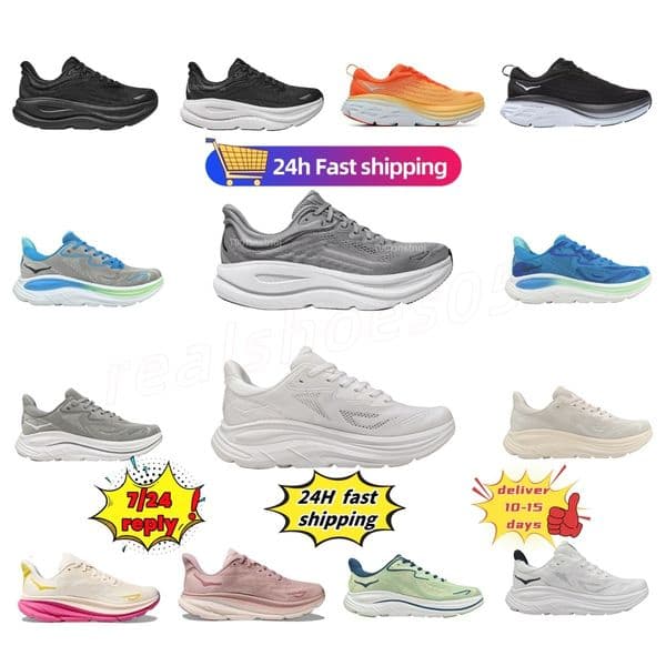 Hokarunning Shoes Clifton 9 Bondi 8 Men Women Designer Running Athletic Black White Blue Breathable Womens Sports Sneakers Mens Recreation Trainers Size 36-45