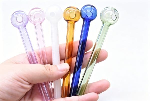 Wholesale Travel 4inch colorful glass oil burner pipe mini cheap straight cheap smoking hand tube nails pipes with 20mm ball