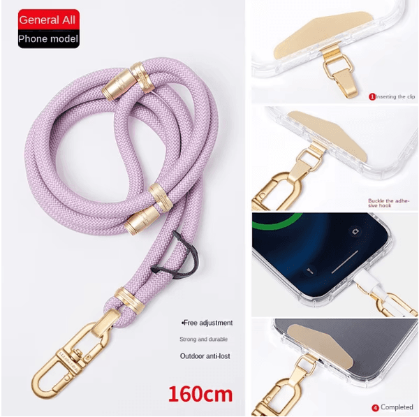 Adjustable Crossbody Phone Lanyard - Long Length Anti-Loss Chain Premium Outdoor Hiking Durable Phone Strap Unisex Style