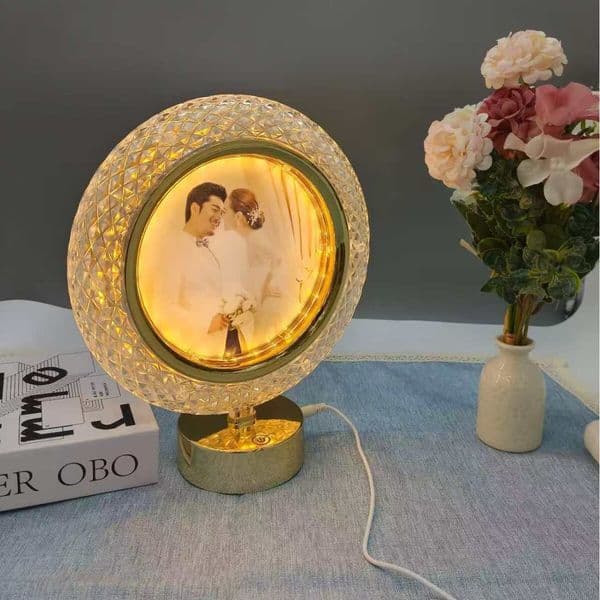 LED Glowing DIY Touch Sensor Photo Frame Atmosphere Table Lamp Mirror Dual-Use Night Light
