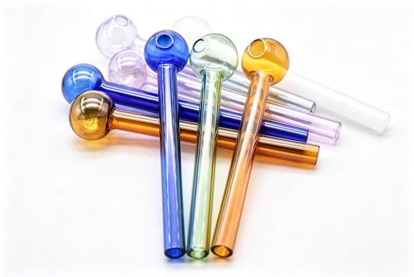 Wholesale 10cm colorful glass oil burner pipe mini cheap straight cheap smoking hand tube nails pipes with 20mm ball