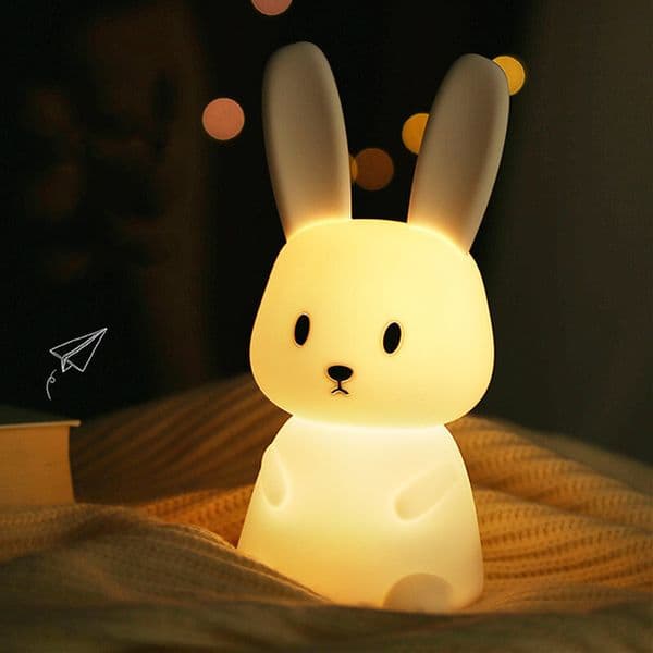 Long-Eared Rabbit Night Touch-Sensitive Bedroom Sleep Light, High-End New Bedside Lamp, Baby Feeding Eye-Protection Table Lamp