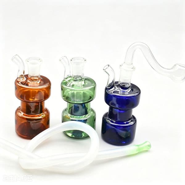 Portable Newest Travel 10mm female colorful Mini Beaker glass oil burner pipe Water bongs pipes hookah with smoking banger bowl and silicone hose