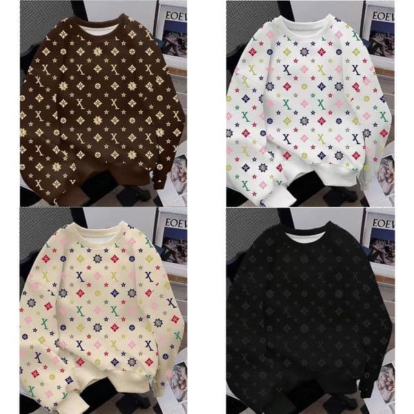 2026 Luxury Brand Designer Clothing American Retro 3D Printed Colorful Crew Neck Sweatshirt For Women Letter Pattern Loose Pullover Top