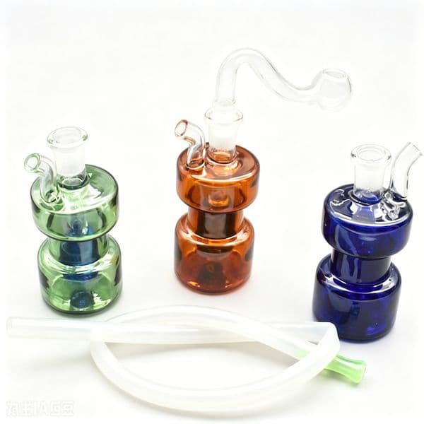 Cheap Newest Travel 10mm female colorful Mini Beaker glass oil burner pipe Water bongs pipes hookah with smoking banger bowl and silicone hose