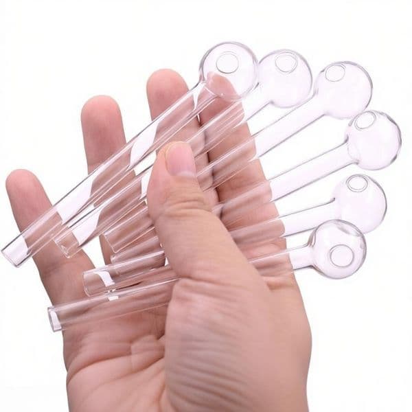 Wholesale Cheap Portable Clear Smoking Glass Oil Burner pipe 4inch Smoke Straight Tube Pipes Water Hand Nail Tips Transparent smoking accessories