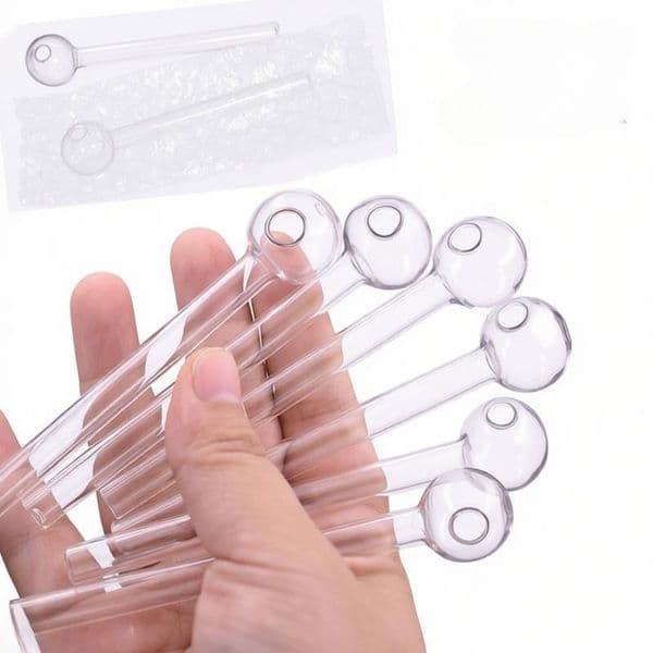 Portable Clear Smoking Glass Oil Burner pipe 4inch Smoke Straight Tube Pipes Water Hand Nail Tips Transparent smoking accessories