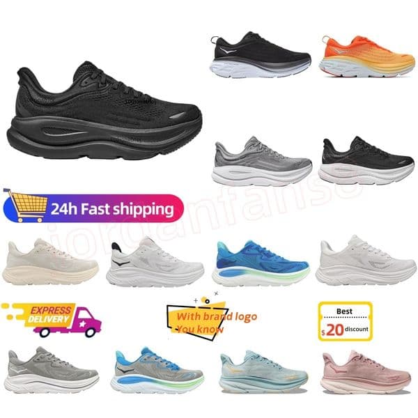Hokarunning Shoes Clifton 9 Bondi 8 Men Women Designer Running Athletic Black White Breathable Womens Sports Sneakers Mens Recreation Trainers Size US 5-12