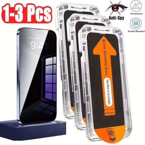 Privacy Screen Protector For iPhone 17 15 13 14 11 16 Pro Max 16e Air 7 8 Plus 12 Mini XS XR SE 2022 Dust Free Anti-Spy Glass