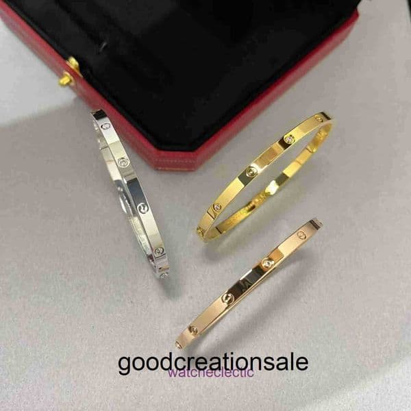 Luxury Solid Screw Bangle High Edition Starry Sky Bracelet Unisex 18K Rose Gold Plated Fashion LOVE with or without Full Diamond Jewelry K35J