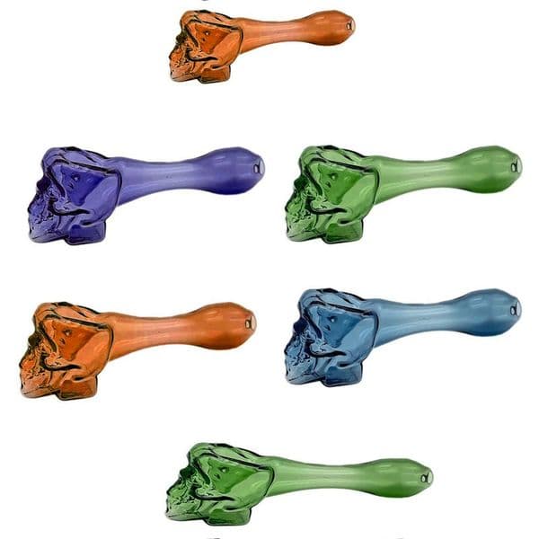 Portable Travel cheap colorful skull Shape glass spoon pipes Thick heady Mini glass hand tobacco pipe for smoking