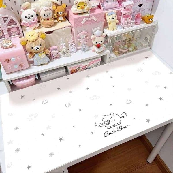Kawaii Ins Bear Stars PU Leather Desk Protector Non-Slip Large XXL Small Mouse Pc Home &Office Game Laptop Keyboard Pad