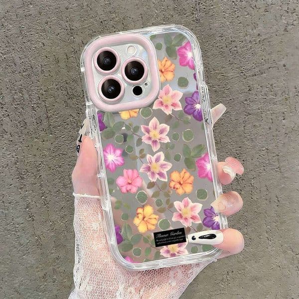 Fashion Spring Flowers Air Cushion Mirror Phone Case For iPhone 17 15 14 16 Max 13 12 11 Pro X XR XS 7 8 Plus 17Air Cover