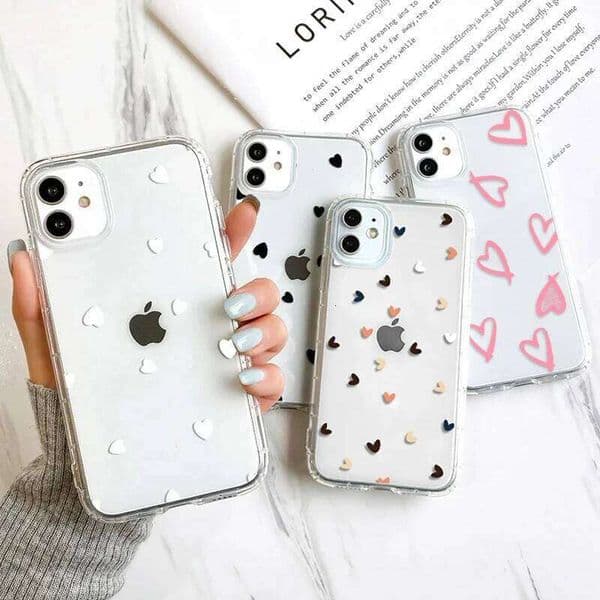 Clear Phone For 16 Case iPhone 15 11 14 Pro Max 12 13 Mini XR X XS 7 8 Plus SE Shockproof Love Heart Cover