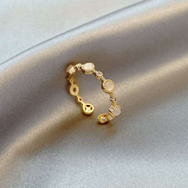 Designer Jewelry Luxury Jewelry Vintage French Cat's Eye Stone Ring For Women, Minimalist Style, Niche Plain Open Ring, High-End Internet Celebrity Hand Accessory