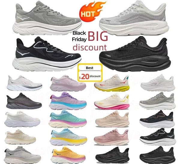 Hokarunning Shoes Designer Running Shoes For Men Women Top Quality Travel Black White Pink Blue Grey Workout Outdoor Trainers Recreation Breathable Big Size 12 46