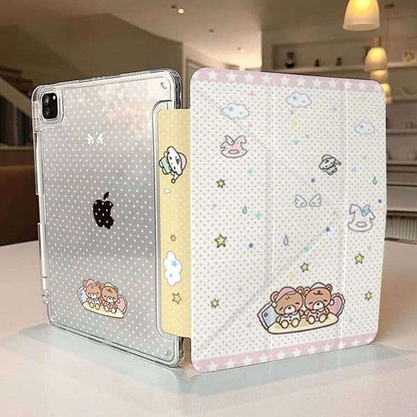 Polka Dots Bear New Tablet For iPad Pro 11 12.9in 13 M4 9.7 10.2 5/6th 7/8/9 10th 11th MINI 4 Air 5 6 7 Trifold Case