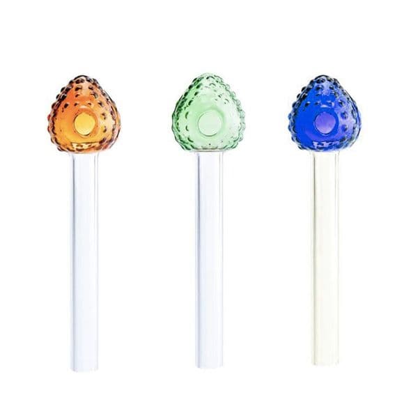 MIni Colorful Strawberry shape 4inch glass oil burner pipe Bubbler Straight thick heady tube nails pipes for smoking