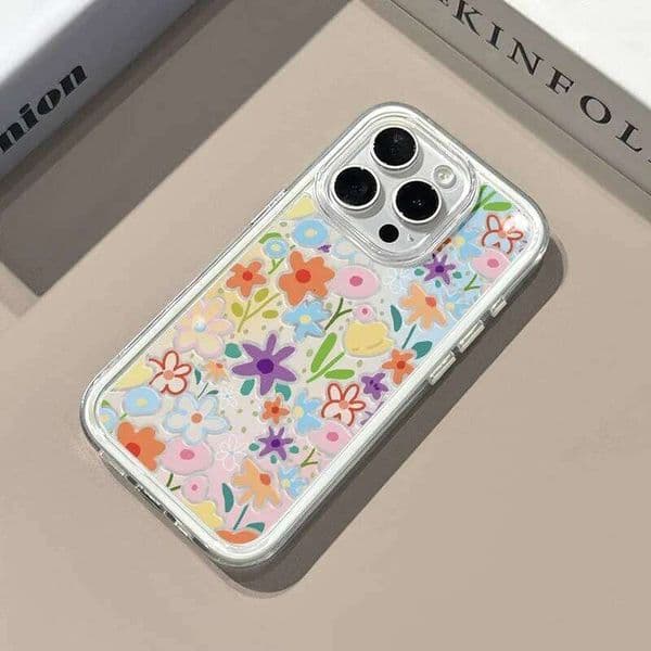Full screen Color Floral Silicone Clear Phone Case For Samsung Galaxy S26 Ultra S23 S25 FE S24 S22Plus A57 A37 A55 A36 A35 Cover