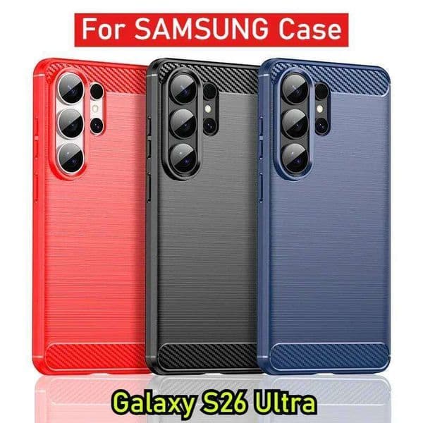 Soft Silicone Carbon Fiber Pattern Phone Case For SamsungGalaxy S26/25/24/23 Plus Ultra S26/25Edge S25 24 23 FE Shockproof Cover