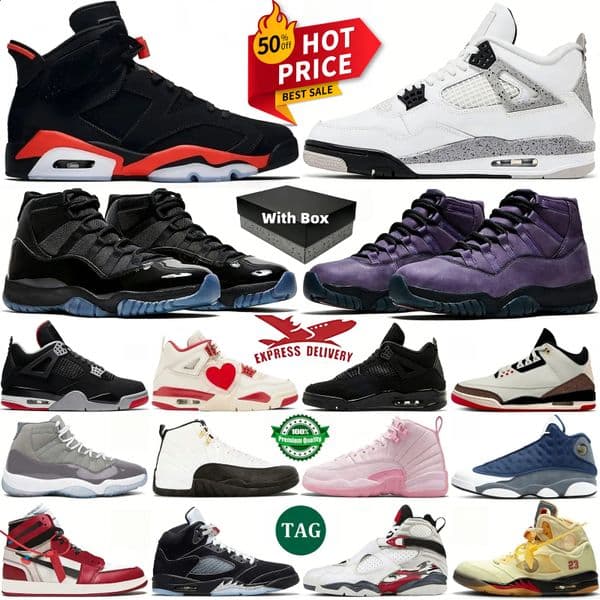 With Box 4s 5s 11s Basketball Shoes Wolf White Metallic Black Cat Grey Toro Brick After Brick Multi Gamma University Blue Unisex Outdoor Sports Sneakers Trainers