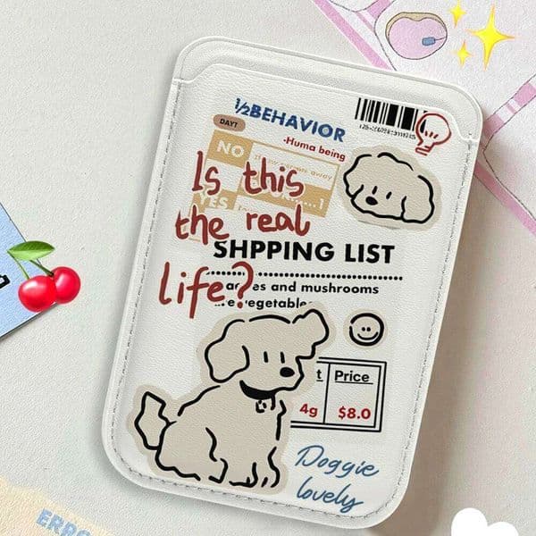 Doggie lovely Leather Wallet Cover Holder Magnetic Case Suitable For all iPhone Magsafe Card Phone Back Bag