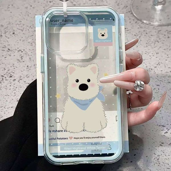 Polka Dot Puppy Phone Case For Samsung Galaxy S26 Ultra S25 S24 s22 s23 Plus FE A57 A54 A55 A16 A35 A36 A37 5G Clear Cover