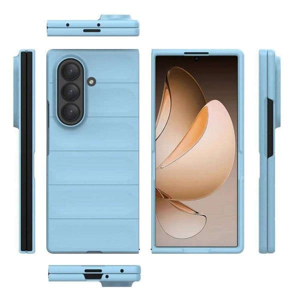 Fashion Simple Smooth-Touch Wave Pure Color Silicone Case For Samsung Galaxy Z Fold 7 6 5 4 3 Full-pack Shockproof Protect Cover